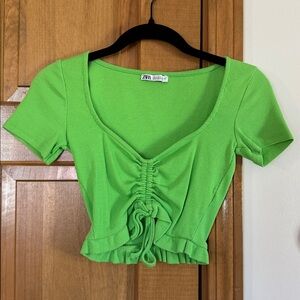 Zara Green Ruched Crop Top